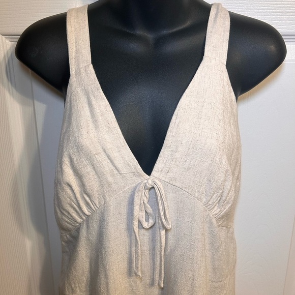 NWT linen blend Monteau cream midi dress - Picture 7 of 7